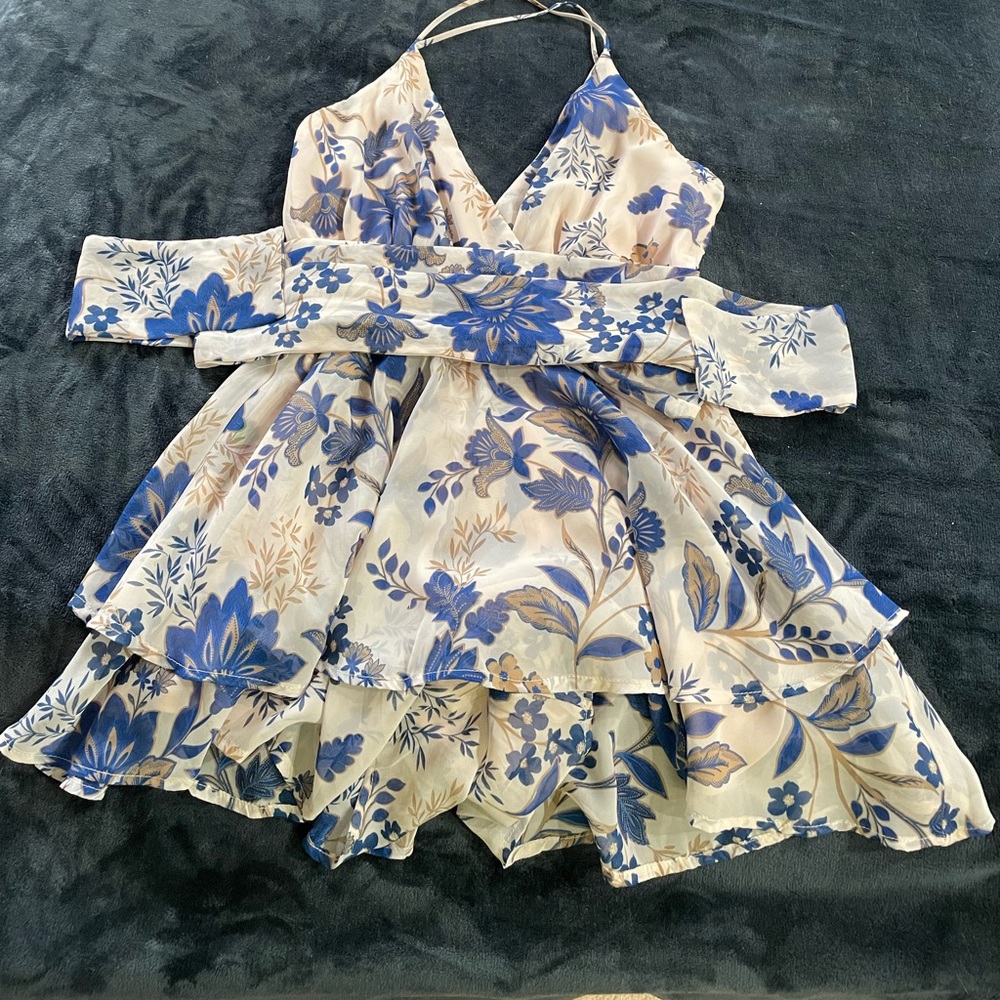 Multicolored Flowered Windsor Romper (size medium)